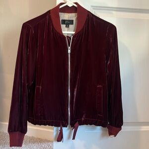 J. Crew Bomber Jacket, xs, velvet, burgundy